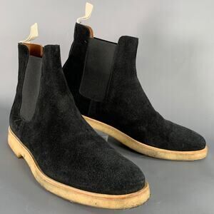 COMMON PROJECTS Size 11 Black Suede Crepe Sole Pull On Chelsea Ankle Boots
